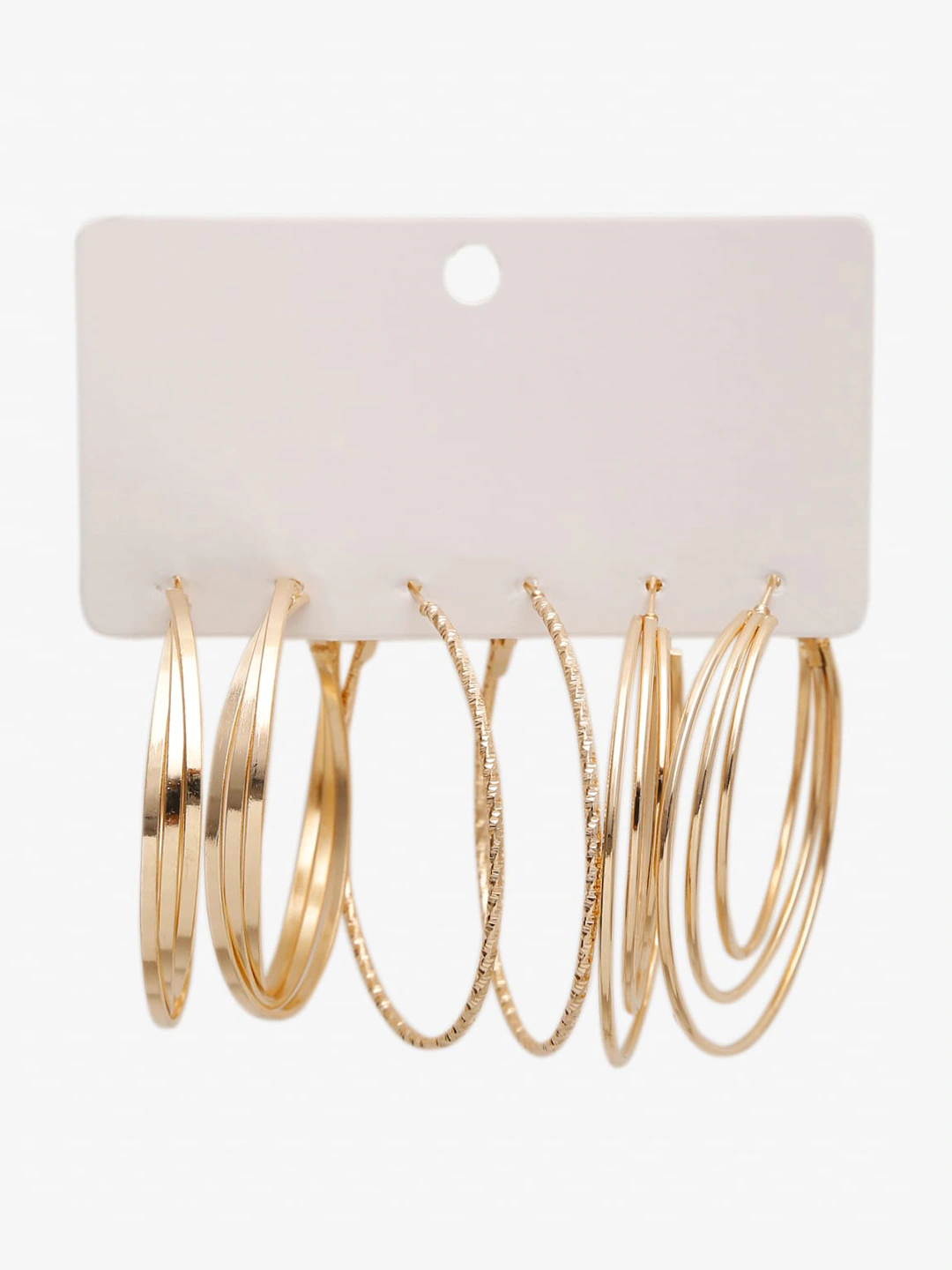 Gold-Plated Set Of 3 Contemporary Hoop Earrings